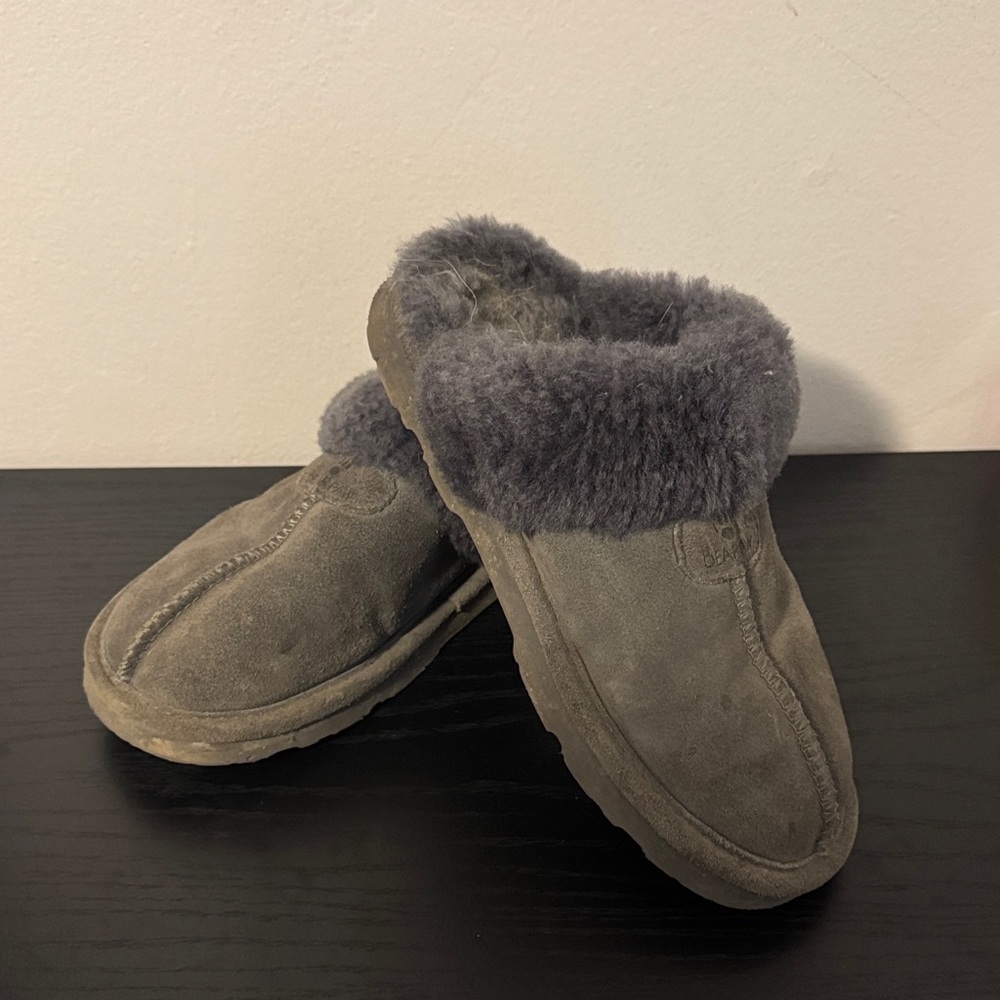 BearPaw Gray Suede Slippers